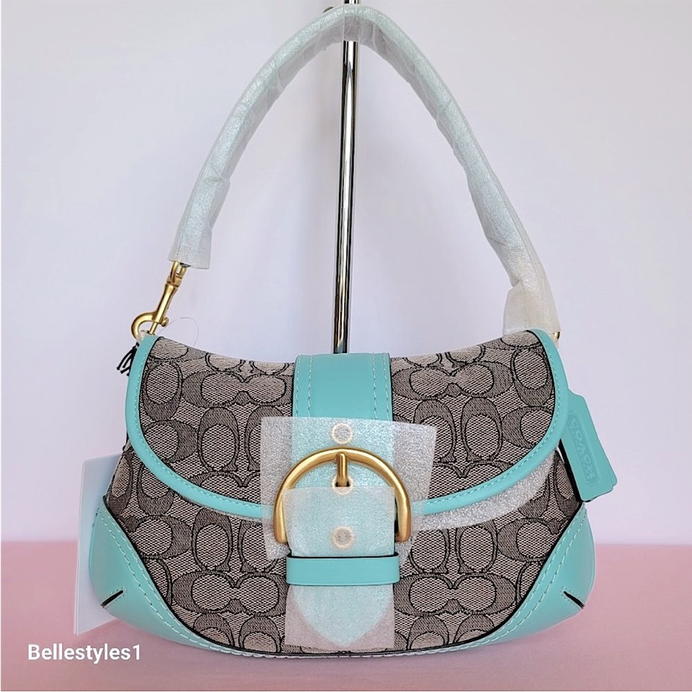 NWT Coach Soho Flap Sig Jacquard Shoulder Bag Limited Re-Edition-Faded Blue